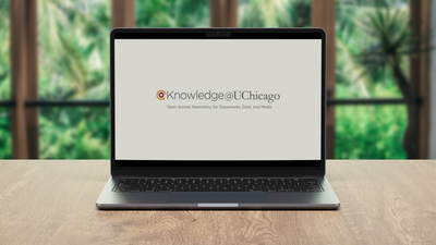 A laptop with Knowledge@UChicago on screen