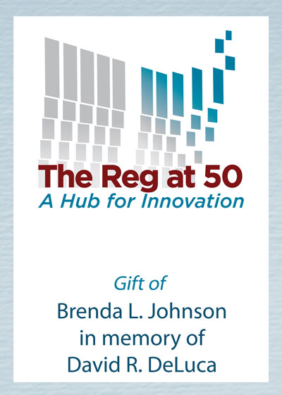 Gift of Brenda L. Johnson in memory of David R. DeLuca made to the Library Annual Fund to mark the Reg at 50 on Giving Tuesday 2020 bookplate