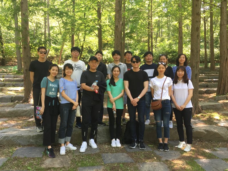 Students in the forest