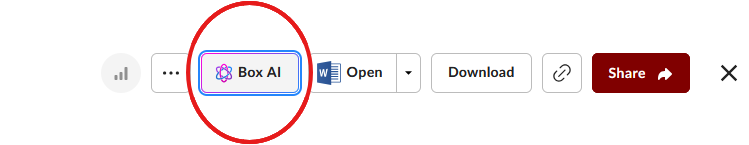 A screenshot of the Box AI UI