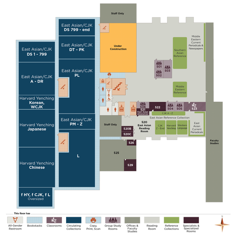 Regenstein 5th Floor map with construction area identified