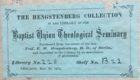 Hengstenberg Collection Bookplate