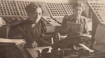 UIC photo crop - Employees of the Bohemian Women’s Publishing Company from A Pressing Call: 500 Years of Women Printing